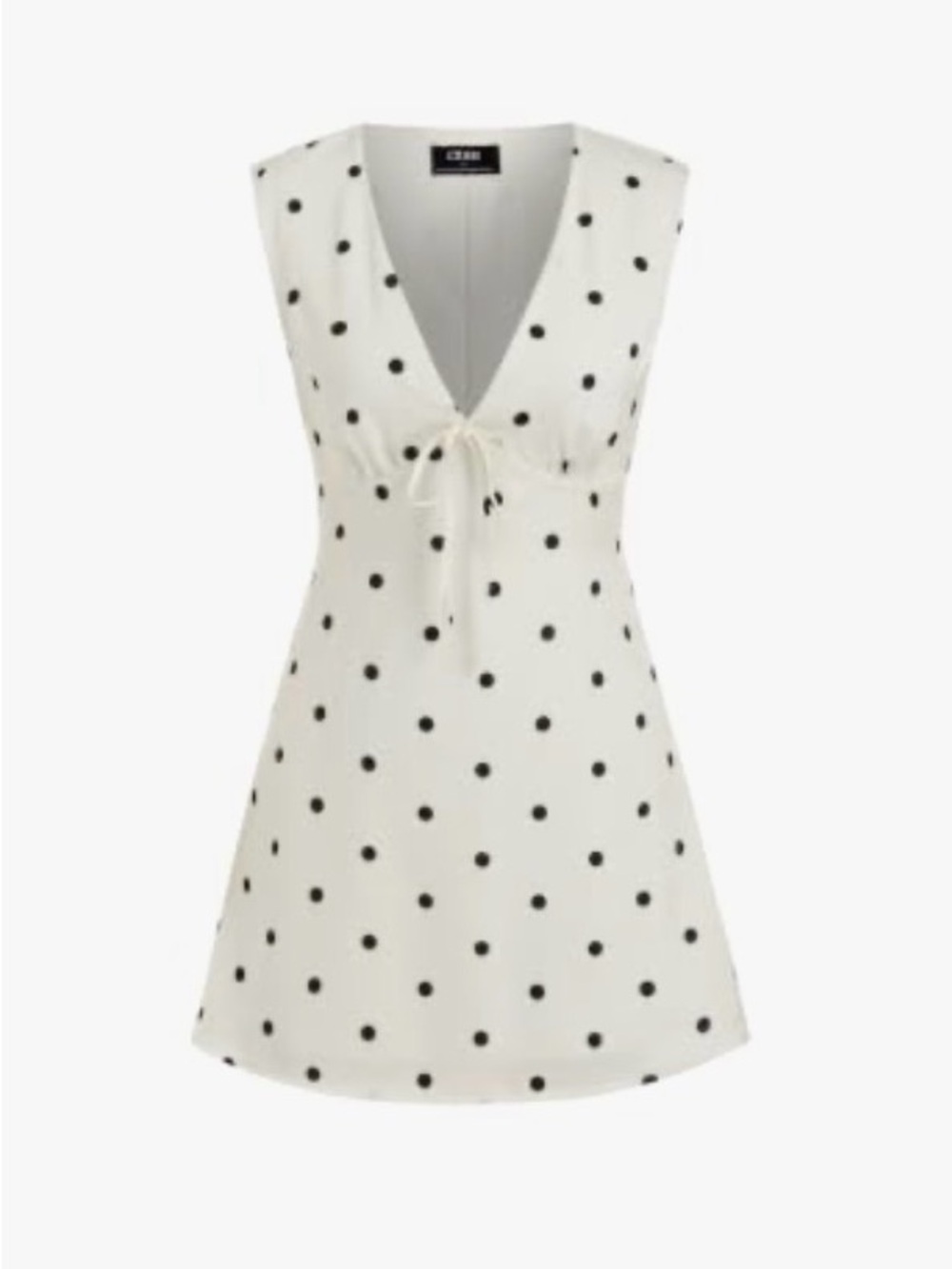 Cider White Polka Dot V-Neck Tie-Front Mini Dress